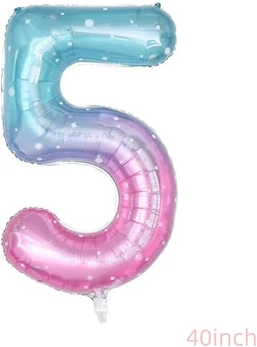 Miniatura 2 de Globos grandes de 40 pulgadas con el número 5 de cielo estrellado, globos de helio de aluminio Mylar para fiesta de cumpleaños de niño o niña, globo