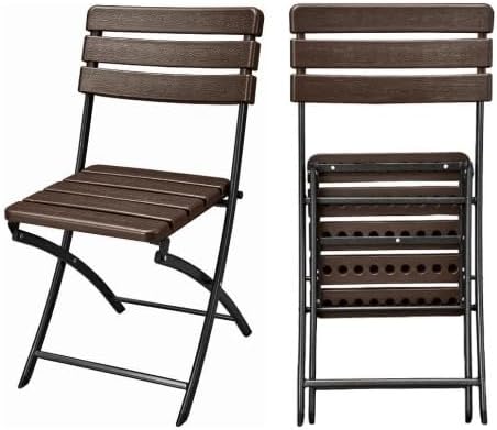 Paquete de 2 sillas plegables resistentes a la intemperie, aspecto de madera para exteriores e interiores, máximo 661.4 lbs, marrón, resistente a la