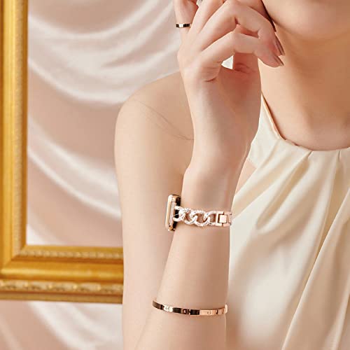 Image of VISOOM Bracelet Compatible for Series 11 /10 /9 /8 /se Apple Watch Band 46 /45 /44 /42 /41 /40 /38mm Series 7 /SE Women Dressy Luxury Wristband Jewelry Metal Watch Strap for iWatch Series 6 /5 /4 /3 /2 /1