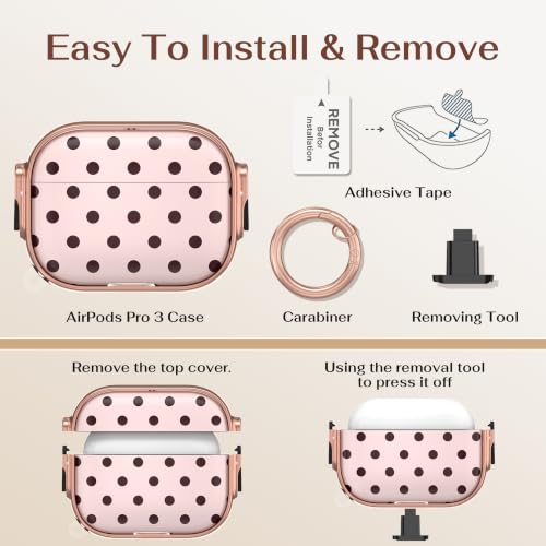 Image of for AirPods Pro 3rd Case with Lock, Magsafe Compatible,Pink Polka Dot