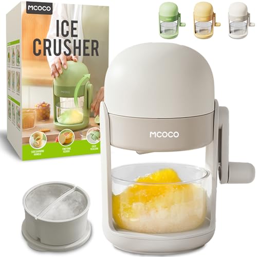 MCOCO Ice Shaver Ice Crusher with Shaving Bowl and Partitioned Mold Portable Shaved Ice Machine Snow Cone Machine White