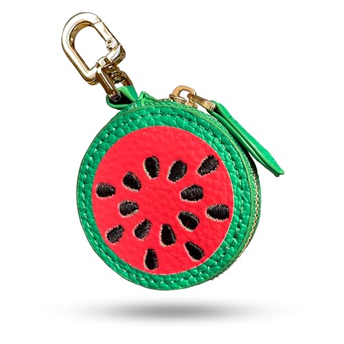 Image of 2.36 x 2.36 Inch Watermelon Fruit Bag Charm Cute Mini Coin Purse Keychain,Mini Leather Coin Pouch Change Purse for Backpack Decoration,Coin Watermelon Wallet Gifts for Girl Women
