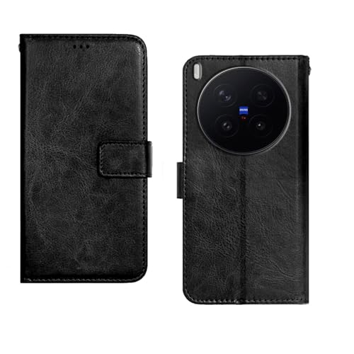 Image of amazon basics Vivo X300 Pro 5G Flip Cover | Card Pockets Wallet & Stand | Flip Cover for Vivo X300 Pro 5G (Black)