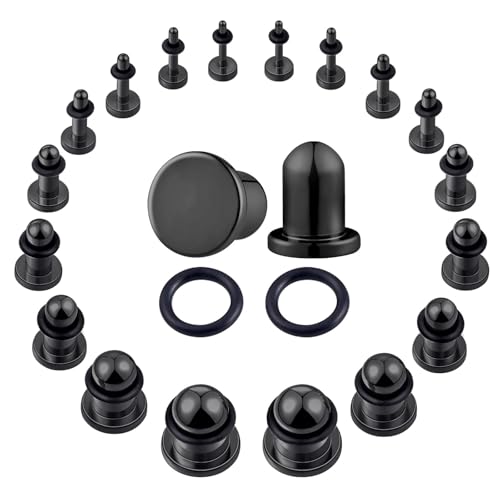 18Pcs 14G-00G Ear Gauges Stretching Kit Stainless Steel Plugs With Rubber Rings Short Taper Expander Set for Men Women