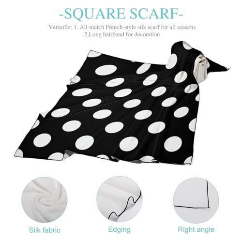 Big Polka Dot Pattern Large Square Head Scarves Silk Scarf for Women Wrap Neck Scarf Lightweight Bandana4