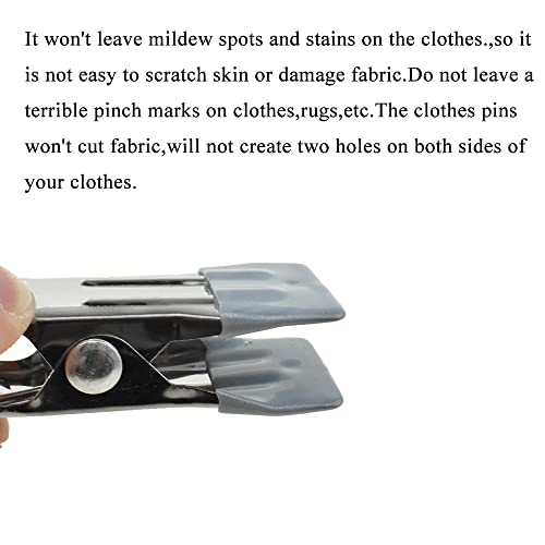 Image of Hahiyo Stainless Steel Clothespins Sock Clip Laundry 2.2inch Length with Spring Strong Grip Windproof Easy Pinch Hang Handy Save Space Not Damage Leave Pinch Mark for Clothesline Towel Silver 7PCS