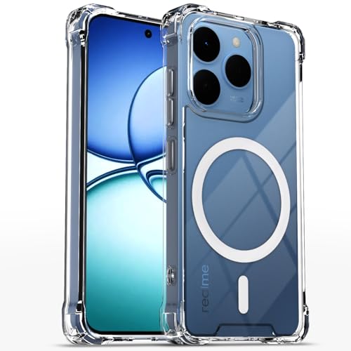 Image of Amazon Basics Back Cover for Realme 15T 5G / Realme Narzo 90 5G Mag-Safe Shockproof PC + TPU Protective Case Magnetic Support Bumper Case (Transparent Mag-Safe)