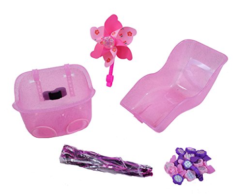 Ammaco Half Price Kids Girls Pink Bike Accessories Pack Baby Dolly Seat, Front Dolls Seat, Windmill, Tassels & Free Grips Pack