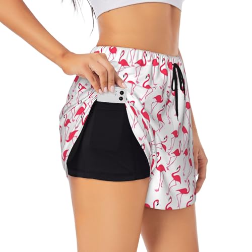 Short de sport femme flamant rose confortable pour gym et yoga