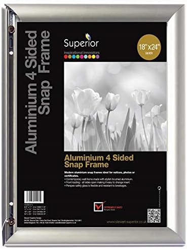 SECO Front Load Easy Open Snap Poster Frame/Picture Frame 18 x 24 inches, Silver Metal Frame (SN1824NEW), 18" X 24"