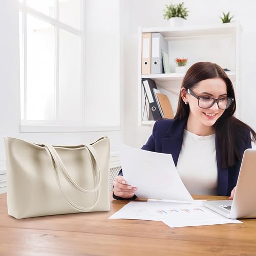 Image of KALIDI Tote Bag Zipper Shoulder Bag Faux Leather Purses Satchel for Women Casual Handbag Work Dating College