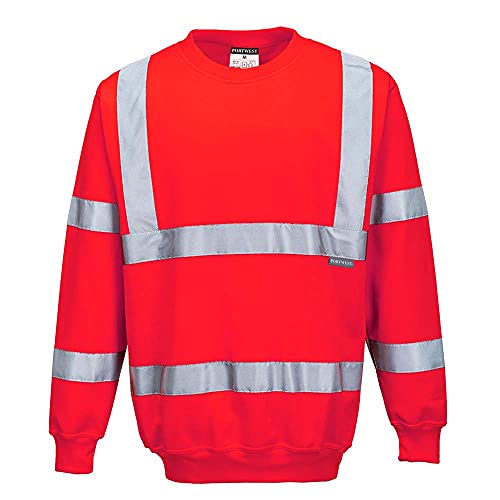 Portwest B303 Comfort Elasticated Hi-Vis Sweatshirt Red, Medium