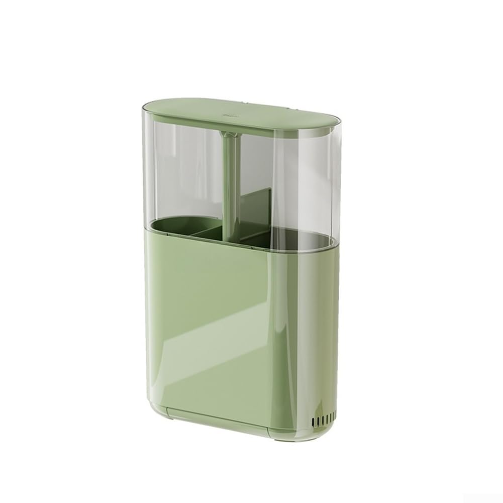 Support de baguettes mural avec couvercle à pression, boîte de rangement de cuisine drainable pour ustensiles, sans perçage, blanc