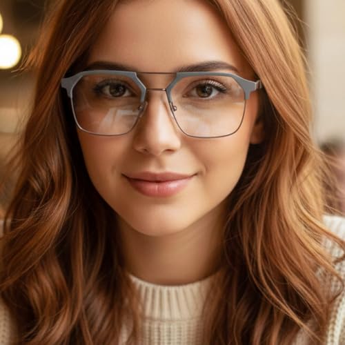 Image of GYNK Premium Square Computer Glasses for Men and Women, Anti-Fatigue Blue Light Blocking Eyewear for Digital Screen Protection