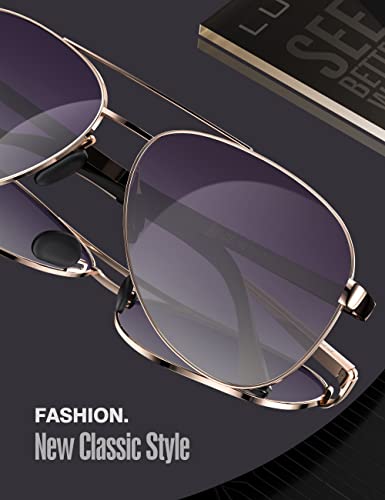 Luenx Aviator Sunglasses For Men Women Polarized - Uv 400 Protection 59 Mm(Gradient Black Purple) #TOP2