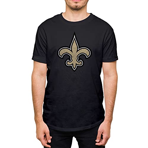Hybrid Sports NFL - New Orleans Saints Distressed Team Logo - Mens and Womens Short Sleeve T-Shirt - Size 3 X-Large - New Orleans Saints - Black