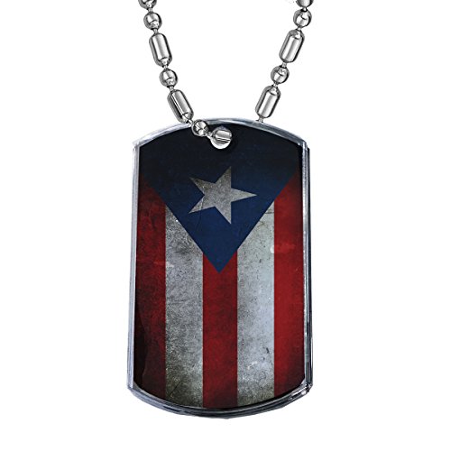 Sunshine Cases Puerto Rico Flag - Military Dog Tag Luggage Tag Key Chain Metal Chain Necklace