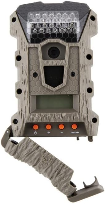 Wildgame Innovations Wraith 18MP IR Trail Camera with housing open, showing control buttons