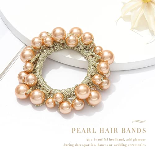Fashey Pearl Hair Scrunchies Rhinestone Hair Ties Elastic Hair Bands Ponytail Holder Hair Ropes Hair Accessories For Women And Girls（Pack Of 3） #TOP5