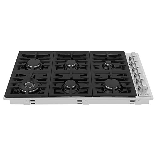 Zline 36 In. Dropin Cooktop With 6 Gas Burners And Black Porcelain Top (Rc36-Pbt) #TOP1