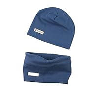 PAADIYA Baby Strickmütze+ Loop Schal Set Baumwollmütze Weich Kinder Mode Beanie Mütze Nackenwärmer Halsbänder Halstuch Herbst Winter