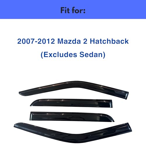 Image of IG Window Visors Fit for 2007-2012 Mazda 2 Hatchback, Out-Channel Rain Guards Vent Wind Deflectors 4PC, Car Accessories for 07-12 Mazda 2 Hatchback (Excludes Sedan)