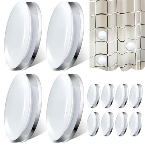 12pcs White Shower Curtain Magnets, 1.6" Reusable Drapery Weights, Windproof & Waterproof for Tablecloth, Curtain, Flag, Shower Curtain Weights