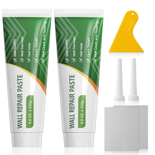 500 g filler, white, interior, wall repair paste, holes wall filling, wall repair kit with spatula, 2 x nozzles and sandpaper for quick repair of cracks, graffiti and holes