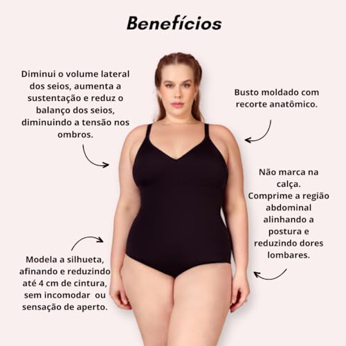 Cinta Body Modelador Plus Size Alta Compressão sem Bojo Bege 48