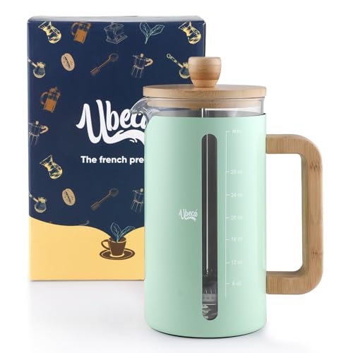 Ubeca French Press Coffee Maker - 34 oz large Coffee Press with Bamboo Wood Handle
