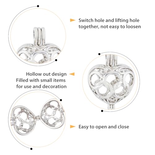 HOBBIESAY 12Pcs 12 Styles Brass Bead Cage Pendants Open Hollow Cage Charms Hollow Filigree Cage Charms Chime Ball Pendants Sea Turtle Charm for DIY Necklaces Jewelry Making Supplies-Platinum - Image 3