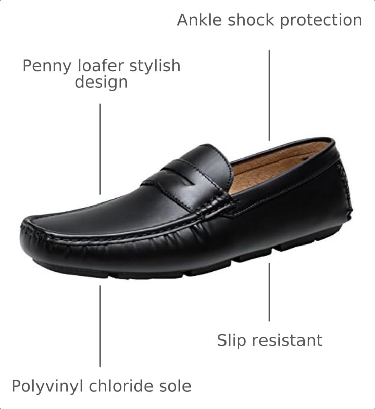 Image of Jousen Men's Penny Loafers Casual Driving Slip On Shoes | Rubber Outsole Soft Lightweight Moccasins Daily Business Wedding Office Travel Boat