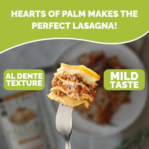 Palmini Lasagna Noodles | Low-Carb Pasta, Low-Calorie Hearts of Palm Pasta | Keto Pasta, Gluten Free, Vegan, Non-GMO, Plant Based Pasta, Healthy Noodles | Seen on Shark Tank |(12 Ounce - Pack of 6)