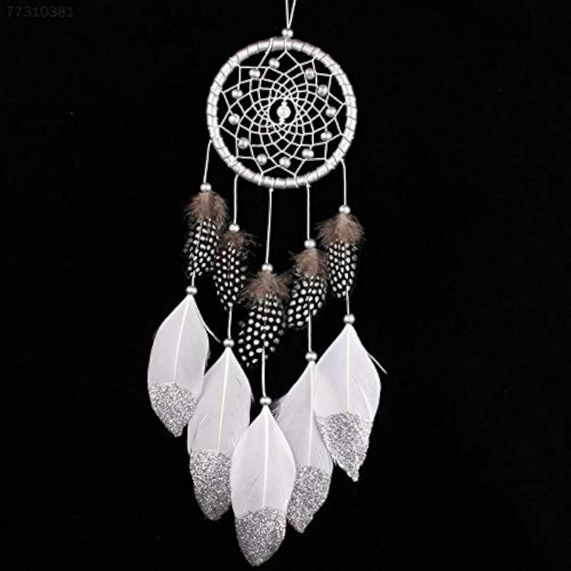 Handmade Feather Silver Bead Dream Catcher Wind Chime