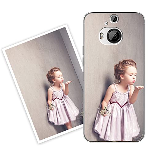 Sunrive Personalizzate Cover compatibile con HTC One M9 Plus personalizzabile con Foto Testi Frase Logo Disegni e Grafiche Personalizzata, assorbimento degli urti morbido TPU trasparente