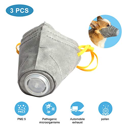3 PCS Dog Respirator Mask, Breathable Pet Muzzles,Adjustable Dog Protective Mask for Anti