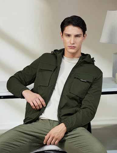 Image of Qube By Fort Collins Men's Regular Fit Lightweight Winter Jacket - Textured Fabric, Warm & Stylish Outerwear