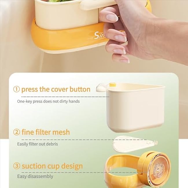 Curetoaway Suction Cup Sink Corner Rack, Curetoaway Suction Cup Sponge Holder, Cureaway Suction Cup Corner, Triangular Sinks Basket Shelf Automatic Dumping, No Drilling Food Waste Catcher (Green*1)