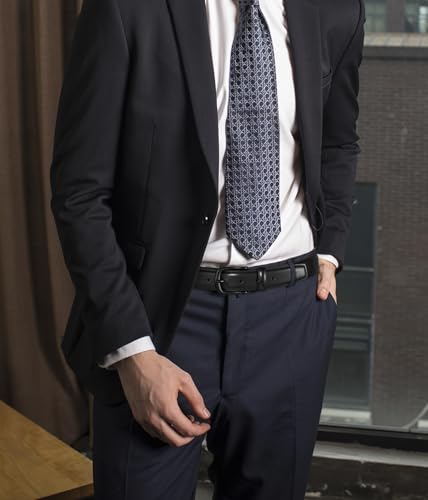 MILORDE Men's Leather Dress Belt 2Pack, Handmade, Genuine Leather, Fashion & Classic Designs for Work Business and Casual4