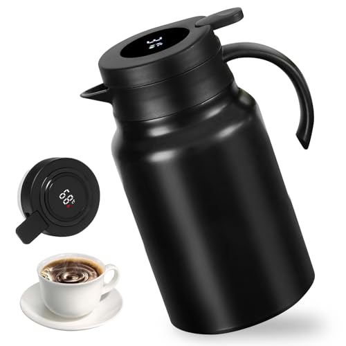 Termo de 1500 ml de acero inoxidable, termo con colador de té, tetera térmica, termo eléctrico de doble pared, pantalla digital, aislamiento al vacío cafetera para café, té zumos en casa Termo de 1500 ml de acero inoxidable, termo con colador de té, tetera térmica, termo eléctrico de doble pared, pantalla digital, aislamiento al vacío cafetera para café, té zumos en casa