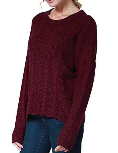 Image of PrettyGuide Women's Sweater Long Sleeve Eyelet Cable Lace Up Crop Top