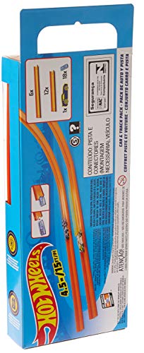 Hot Wheels Bahn Track Builder, Trackteile & Verbindungsstücke (36 Teile) für Autorennbahnen der Hot Wheels Autos, inkl. 1 Spielzeugauto, Auto Spielzeug, Spielzeug ab 4 Jahre, BHT77 – Bild 2
