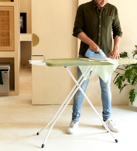 Image of Brabantia Size B Ironing Board (49x15 in) 7 Height Options, Adjustable Steam Iron Rest Holder (Calm Rustle) Non-Slip Feet, Anti-Collapse Child Locks