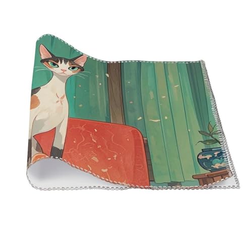 Set de table chat long col lot de 6 toiles 45x30 cm