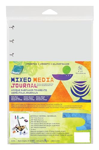 Mixed Media Journal Grafix con discos de 6x9 pulgadas y 12 hojas surtidas ASST6912