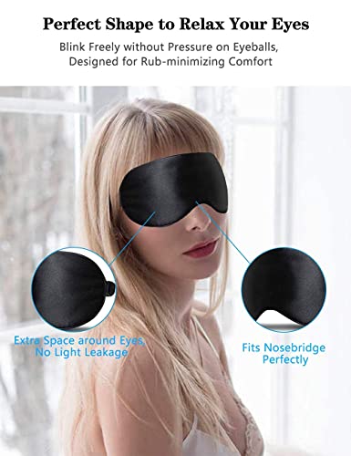 Silk Sleep Mask, 2 Pack 100% Real Natural Pure Silk Eye Mask with Adjustable Strap, Eye Mask for Sleeping, BeeVines Eye… - Image 3