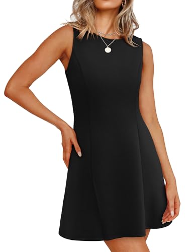 WIHOLL Women's Summer A-Line Sleeveless Boat Neck Mini Dress Club Party Little Short Dresses2