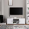 Mueble-TV-Mesa-Television-Mueble-Salon-Moderno-Madera-con-2-Puertas-1-Estante-Blanco-110x35x36cm