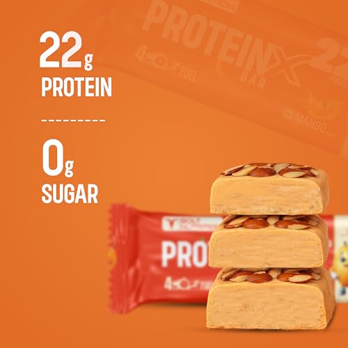 Image of Bolt High Protein Bar | 22g Protein Per Bar | No Sugar | Gluten-Free | Power Snack for Gym, Sports & Muscle Recovery | Pack of 1 - Mango