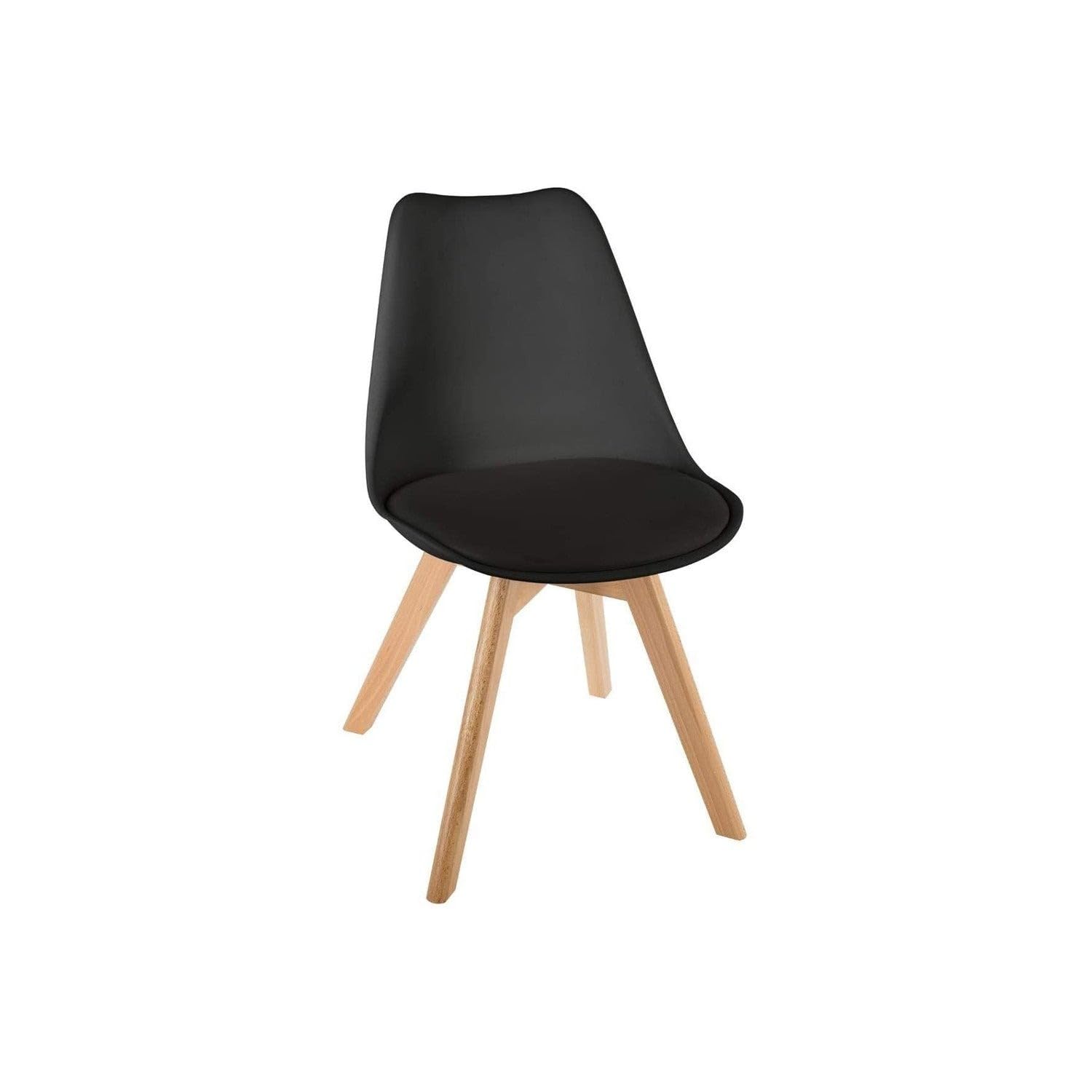 Chaise de table confortable pour dos sensible en hêtre et mousse noire